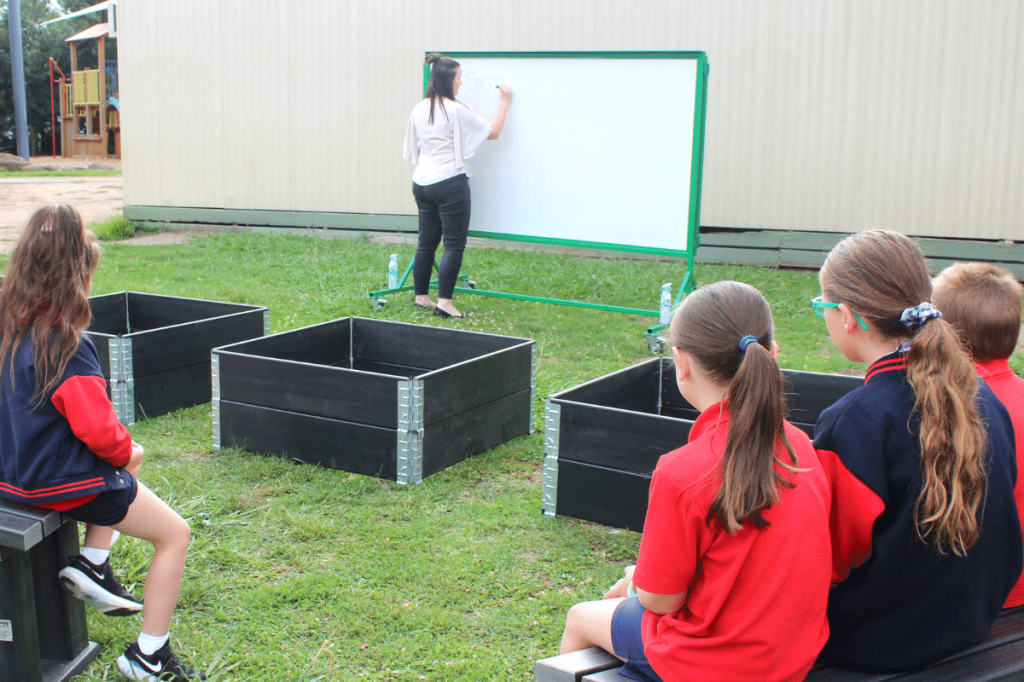 Timbarra students enjoy their recycled outdoor classroom