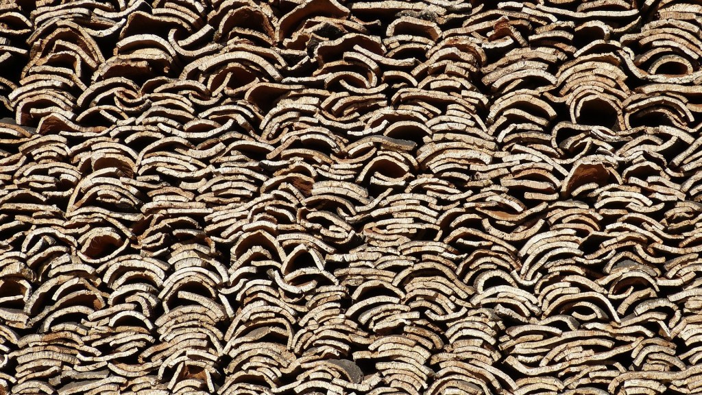 Harvested cork bark stacked for airing and drying, ready to be used in sustainable cork production.